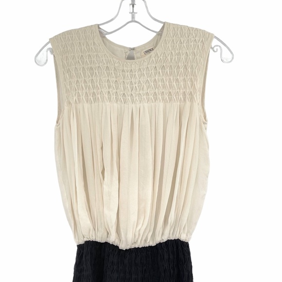 L'agence 100% Silk Diamond Pleated Dress Black Cream Size 2 - Picture 6 of 11